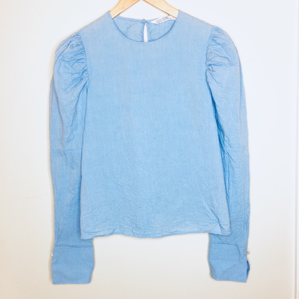 Zara | basic Z1975 denim Blue high neck Top